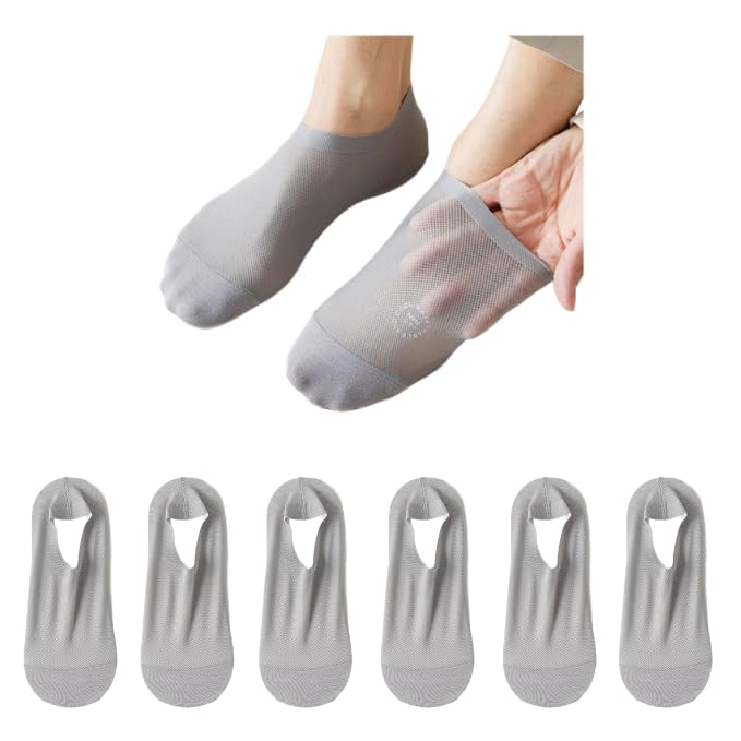 QUDDY™ No Show Socks for Men, Ultra-Thin Mesh Polyester Blend, Multicolour, Non-Slip Lightweight, Low Cut Liner, 3 Pairs-image-21