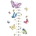 SUPERDANT 2 Fogli/Set Cartone Animato Altezza Crescita Adesivo da Parete Farfalle Multicolori Adesivo da Parete Altezza Cartone Animato per Soggiorno Camera da Letto 39x90 cm