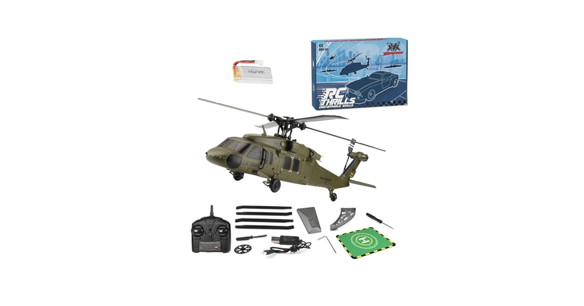 ラジコン　ヘリコプター　WLTOYS K170 UH-60L　バッテリー２個付き Wltoys K160 K170 UH-60L 2.4G 4CH 6-Axis Gyro Brushless Motor