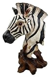 Ebros Safari African Savanna Zebra Horse Wildlife Bust Statue in Faux Wood Finish As Zoo Zebras Horses Stallions Decorative Figurine Beautiful Black and White Stripes 3D Animal Art Decor