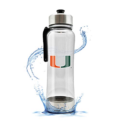 Ncaa Miami Hurricanes 20Oz Clip-On Clear Plastic Water Bottle #TOP11