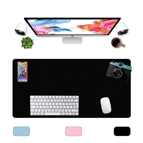 Tapis de souris gaming XXL LL-COEUR noir en cuir de 80 x 40 cm pour bureau