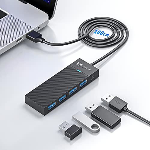 SANZANG Hub USB, 4 porte USB 3.0 con cavo da 100 cm, hub dati USB ultra sottile Super Speed per, Surface Pro, XPS, laptop, USB Flash Drives, Mobile HDD e molto altro ancora