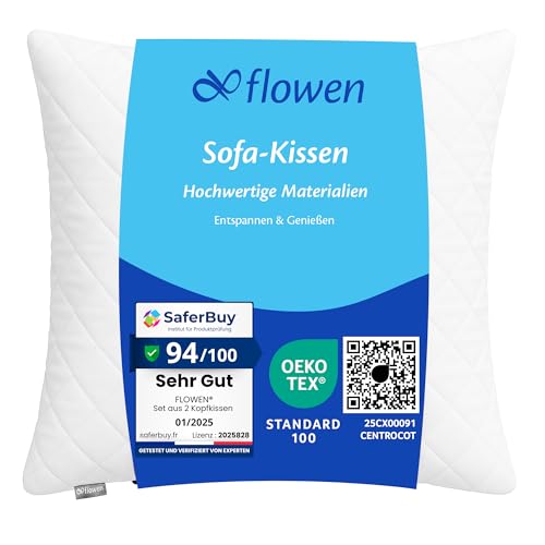 Flowen Kopfkissen 80x80 cm Kissen für Bett 80 x 80 1 Stück Bettkissen Hypoallergene Anti-Milben Weiche Kissenfüllung mit Weicher Gesteppter Kopfkissenbezug Abnehmbarem und Waschbaren Schlafkissen