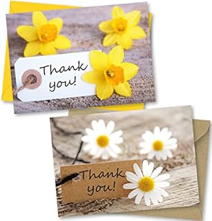 Absolutely Yours Thank You Cards Pack of 6. Contains 2 Flower designs with matching Envelopes. 105 x 148mm. Ecofriendly. Printed and Packed in UK