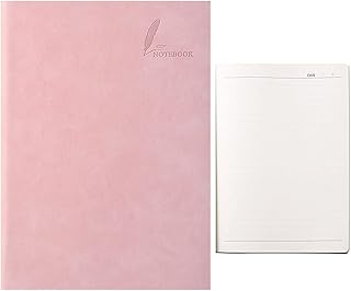 Yoonwi Harlotte Large Size Blank Notepad B5 Grid Notebook 360 Pages B5 PU Notepad Sketching Notepad Notebook Diary for School - Pink-Horizontal Line