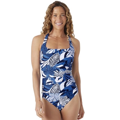 Image of Nautica Womens One-Piece Swimsuit - Slimming Tummy Control Bathing Suit, Quick-Dry Fabric, Bikini Swimsuit