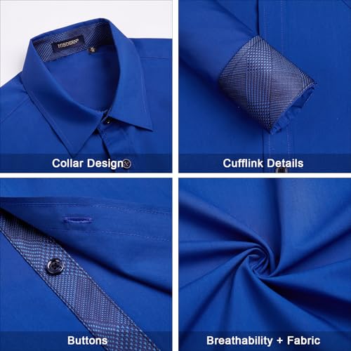 Image of HISDERN Mens Dress Shirts Long Sleeve Button Down Casual Shirts for Men Inner Contrast Formal Business Tuxedo Wedding Shirt