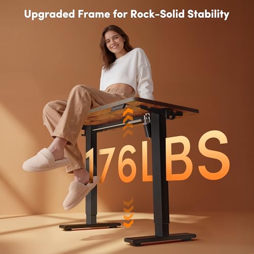 Image of FEZIBO Standing Desk 32 x 19 Inch Electric Height Adjustable, Rustic Brown