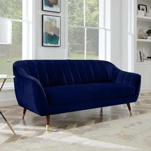Image of 3 Seater Sofa Set with Two Cushions Perfect for Home Office Guests Living Room (Royal Blue, 3 Seater)
