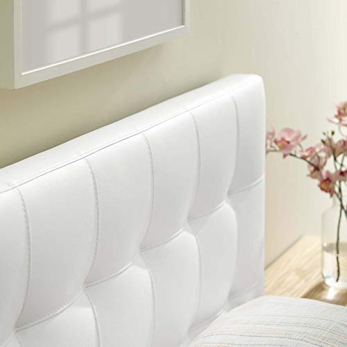 Image of Modway Lily Tufted Faux Leather Upholstered Twin Headboard in White