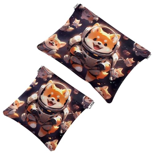 2 sacchetti per schegge di cane spaziale cartone animato 793: borsa per il trucco essenziale per donne in movimento Multicolore