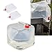 Furado Sacchetto di Acqua Pieghevole 15 L, Set 3 Grande Contenitore Portatile Trasparente dell'Acqua con Rubinetto,Tanica Pieghevole per Campeggio Esterno,Arrampicata,Picnic,Sopravvivenza di Emergenza