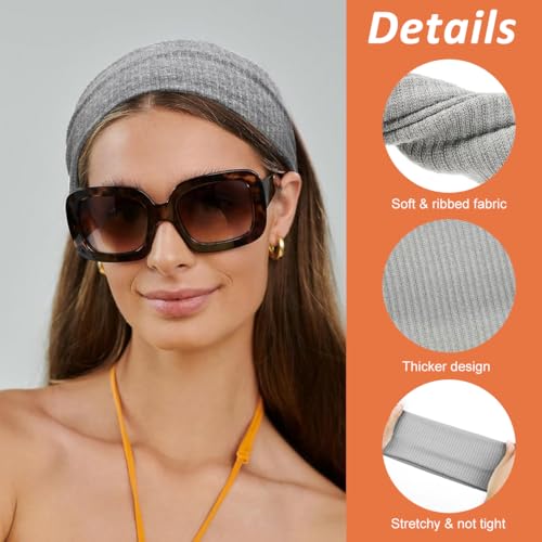 Image of MAYCREATE Hair Bands for Women 6-Color Stretchy Knit Headband Hairband for Woman Wide Non Slip Ladies Head Bands for Daily Yoga Workout Running Gym