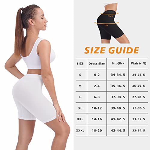 Reamphy 3 Pack Slip Shorts for Women Under Dress,Comfortable Smooth Yoga Shorts,Workout Biker Shorts(Black+White+Nude,XL)