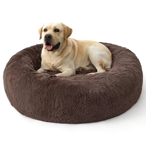Bedsure SupportMax™ Calming Donut Dog Bed (45 inch, Chestnut Brown)