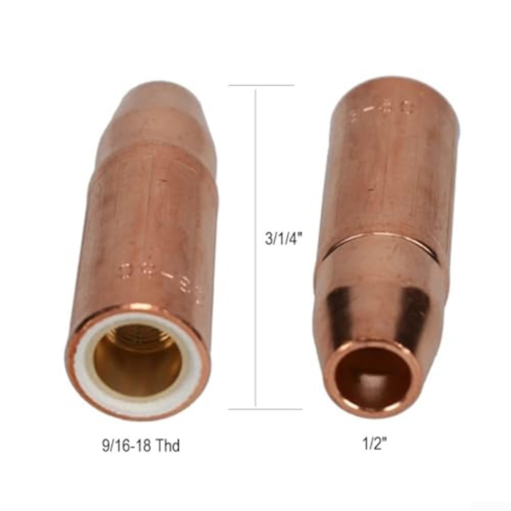Ugello per saldatura MIG 23-50 Ugello gas in rame da 1/2 pollici orifizio compatibile con diffusori 52FN Style 2-4 funziona con 200 400 macchine, confezione da 5 accessori per saldatura industriale