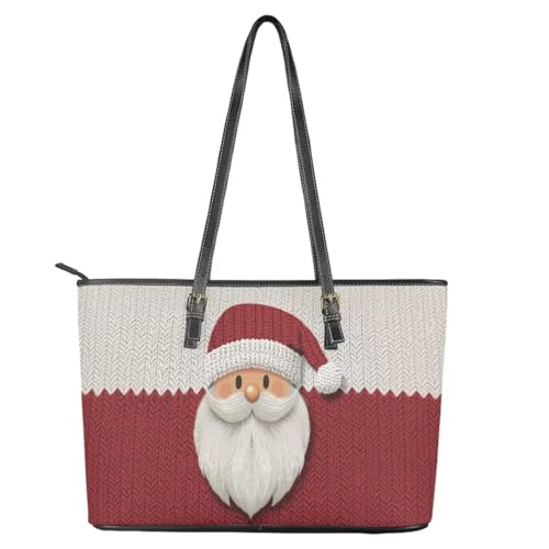 Image of Coldinair Christmas Leather Tote Bag for Women with Zipper Large Shoulder Tote Bag Shopping Casual Travel Bag Handbag Purse