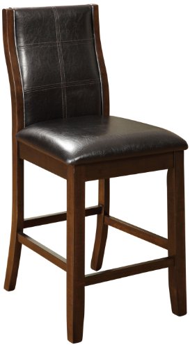 Furniture of America Cypress Leatherette Parson Counter Height Dining Chair, Black, Set of 2