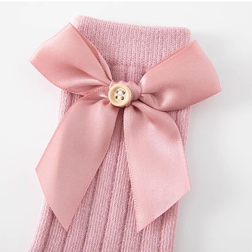 Infant Baby Girls Knee High Socks Stretchy Knitted Socks Bow Tube Ruffled Uniform Stockings4