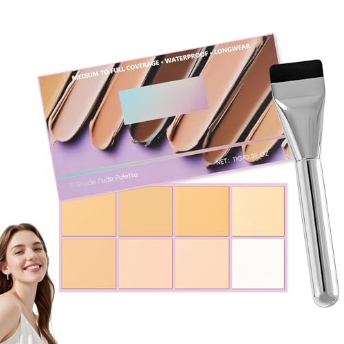 Image of Soft Matte Cream Concealer Palette | 8 Shades | Waterproof Full Coverage | Long Lasting Lightweight Formula | with Applicator for Blemishes Cover (Light)