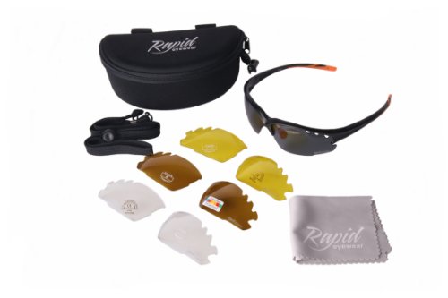 Rapid Eyewear 'Fusion' Womens & Mens Black Cycling Sunglasses With Interchangeable Polarized uv400 Anti Fog Lenses. Ideal MTB - Image 3