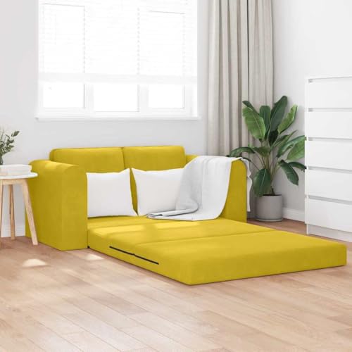 Frdhee Sofá esquinero para salón, color amarillo, 148 x 71 x 83 cm, terciopelo, para dormitorio, oficina, apartamento, fácil montaje