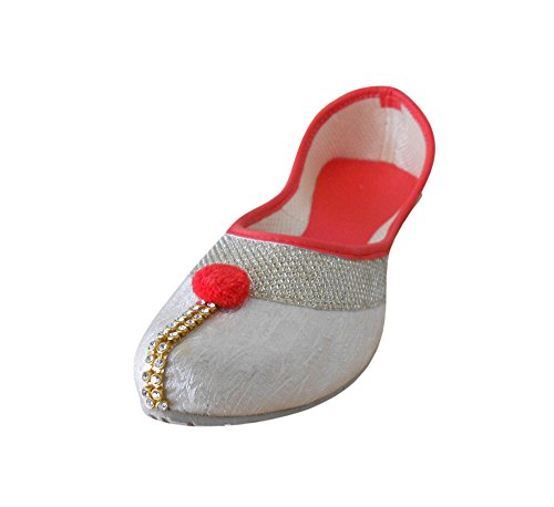 Zapatos tradicionales de mujer plateados: comodidad y brillo étnico en talla 35,5