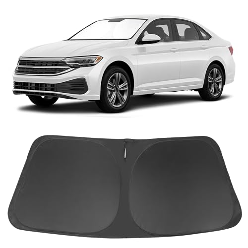 Image of Windshield Sun Shade Custom Fit for 2019 2020 2021 2022 2023 2024 2025 2026 Volkswagen VW Jetta Accessories Foldable Sunshade Sun Blocker Protect Car from Sun Rays & Heat Damage Keep Car Cooler