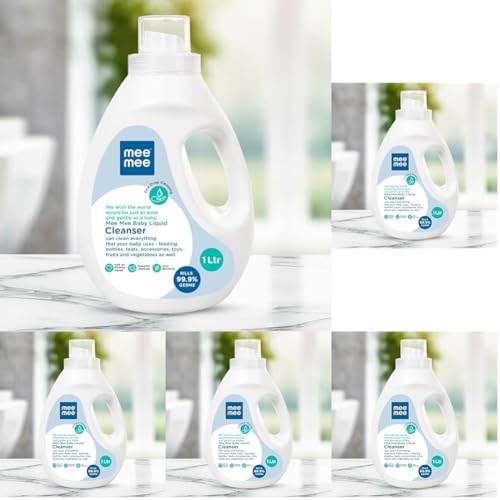 Image of Mee Mee Liquid Cleanser 1000ML Anti-Bacterial Kills 99.9% Germs | Cleanser for Bottles, Nipples, Accessories, Toys, Fruits & Vegetables No Alcohol, One Drop Cleaning, Dermatologically Tested