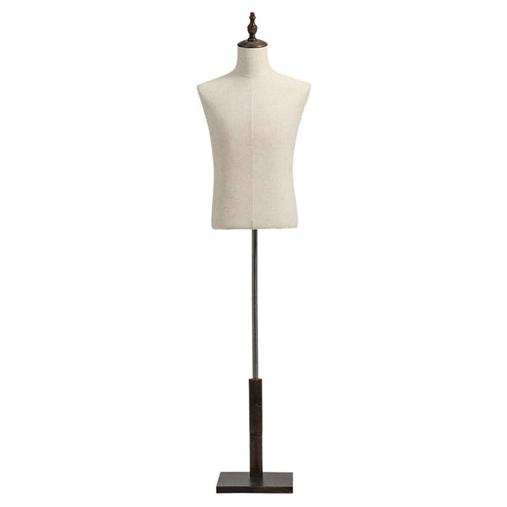 Male Mannequin, Adjustable Plus Size Men Manikin For Dresses Display, Clothes Sewing, Stainless Steel and Wood