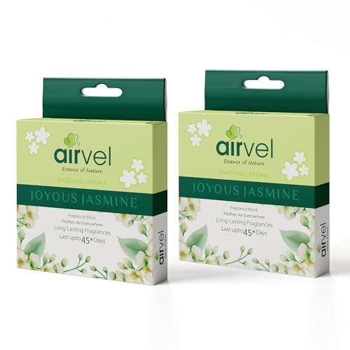 Image of Airvel Joyous Jasmine Fragrance Block | Non-Toxic, Safe | Long-Lasting Freshness | Up to 45 Days Pack of 2 (75g Each)