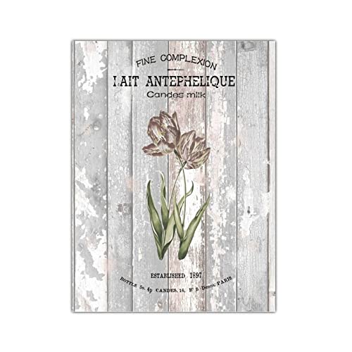 Panneau bois fleur de jardin vintage rustique rétro 45x61 cm
