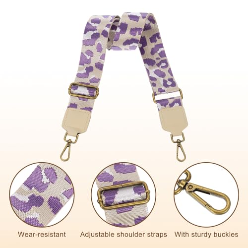 Image of uxcell Wide Shoulder Strap, 5cm Adjustable Purse Strap Replacement Crossbody Strap for Shoulder Bag Wallets, Light Purple, Bronze Square Mouth Buckle