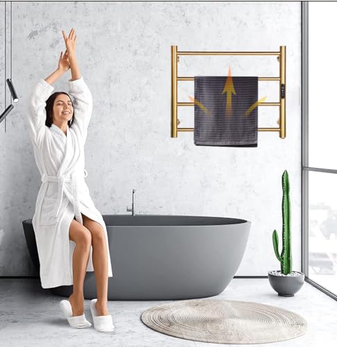 Guangjuyuan 9018-T4 Heated Towel Rack Gold, 4 Bars Towel Warmer Rack For Bathroom Wall Mounted, Timer & Temperature Control Electric Towel Drying Rack thumb #7