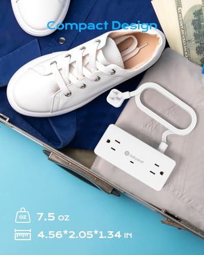Image of Kakyanill Surge Protector Power Strip, 10 ft Flat Extension Cord with 4 Outlets 3 USB Ports (2 USB C), Flat Plug Power Strip with 900 Joules Protection, Suitable for Home Office Dorm Room, White