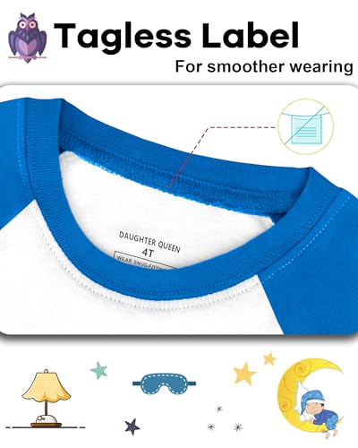 Image of DAUGHTER QUEEN Boys Pajamas 4 Pieces Long Set 100% Cotton Sleepwear Size 18 Months-12 Years