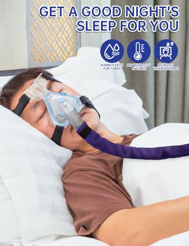 Image of 6.4ft CPAP Hose Cover for Resmed Heated Tubing, Airsense 11 & 10 ClimatelineAir Tubing Insulated Covers, Cat Proof CPAP Tube Fleece Sleeve with Full-Wrap Zipper - Prevent Condensation (Purple)