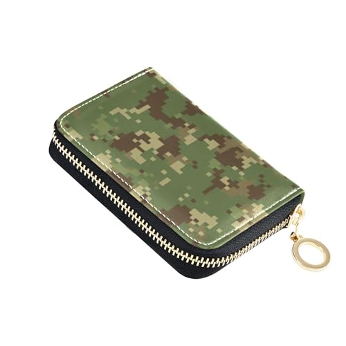 Camouflage Green Beige Brown Women's Wallet Leather RFID Blocking Card Holder Cute Small Travel Cash Wallet with Coin Pocket - Main Image