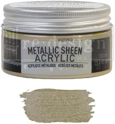 Redesign with Redesign Acrylic Paint Metallic Sheen Brushed Champagne 1 Jar,100 Ml (3.4Fl Oz) 655350651978