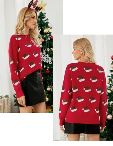 Image of Yimoon Ugly Christmas Sweater for Women Funny Xmas Long Sleeve Knit Pullover Top Cute Santa Tree Reindeer Sweater