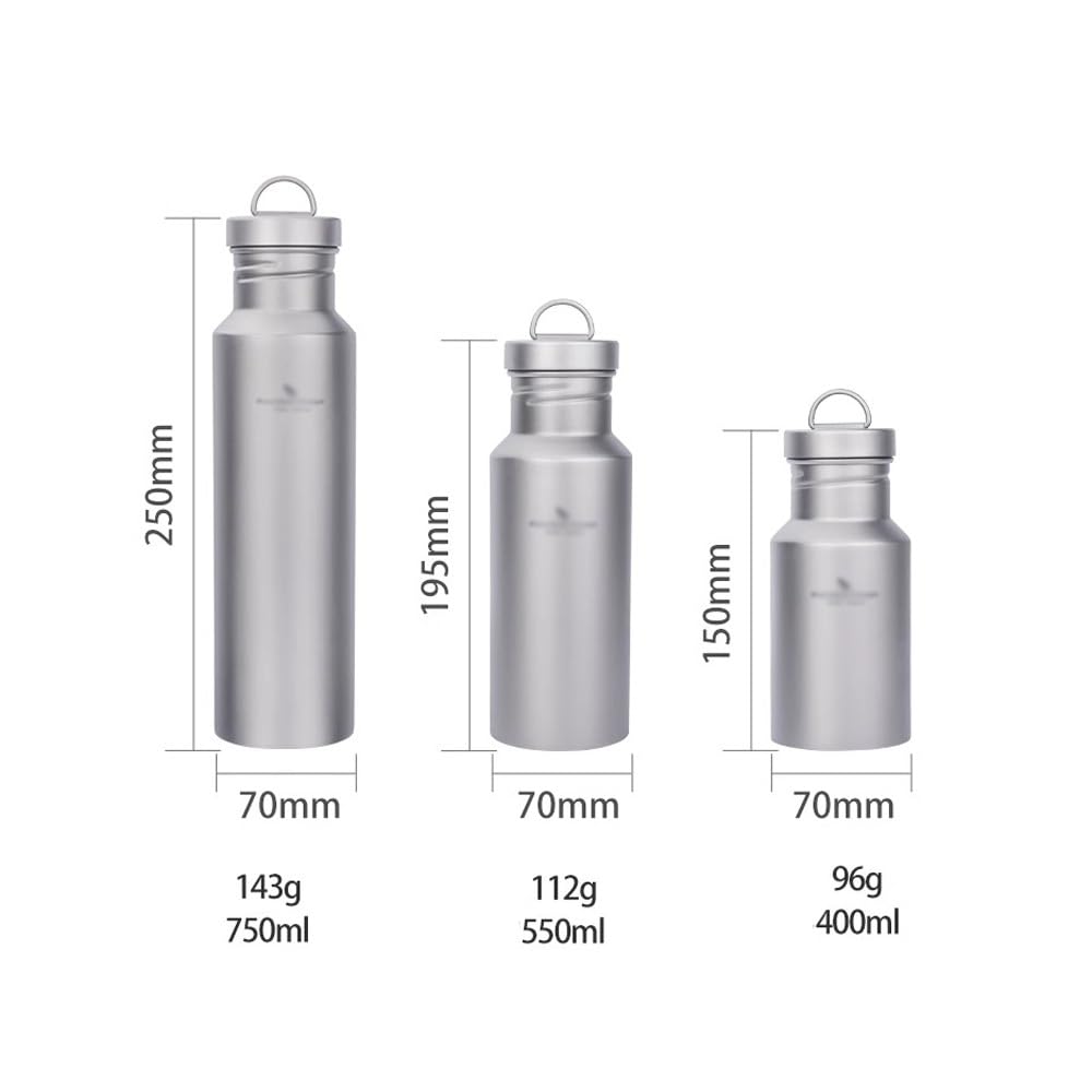 Borraccia sportiva in titanio con coperchio, imboccatura larga, a prova di perdite, riutilizzabile, per sport, campeggio, escursionismo, arrampicata, corsa, tè e caffè (750 ml)
