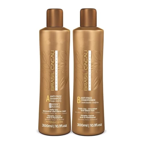 Image of Original Cad- Veu Bra- Zil Ca- Cacau Professional Anti Frizz Shampoo And Conditioner Combo 300ml Each | Sulfate Free | Frizzy Hair