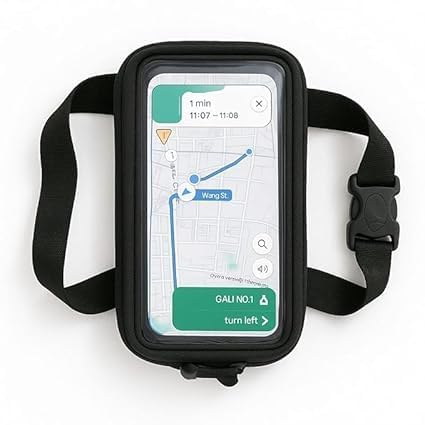 Image of Universal Mobile Holder /Stand /Mount Pouch for Scooters Scooty (Bajaj Electric Chetak) | Waterproof Handlebar Phone Holder Bag | Fits up to 7 Inch Mobile | Bike & Scooter Phone Mount Case | Black