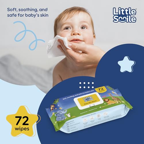 Image of Baby Wet Wipes with Lid-Lock (72s x Pack of 5) | 90% Pure Water Based Wet Wipes for Babies Face, Hands & Bums | Anti-Bacterial, Alcohol Free, pH Balanced Fragrance-Free Baby Wipes