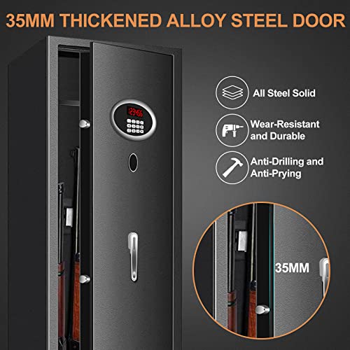 [2023 New] 7-8 Large Rifle Gun Safe, Heavy Duty Anti-Theft Gun Safes For Home Rifle And Pistols, Fireproof Rifle Safe With Programmable Keypad, Removable Shelf #TOP3