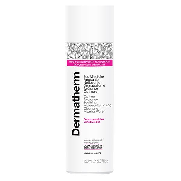 Dermatherm - Agua micelar calmante limpiadora removedor de maquillaje, tolerancia óptima, 150 ml