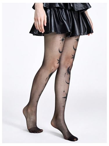 SHENHE Women's Sheer Patterned Tights Fairycore Grunge Ultra Thin Stockings Pantyhose2