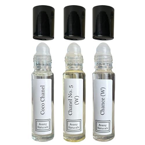 Avany Naturals Women's Perfume Set - Fragrance Oil, Roll On Body Oil, Samples, Gift for Her, Oil Sampler (Intense Collection)