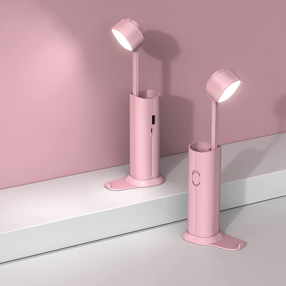 Klemmleuchte Schreibtischlampe Einziehbare Klappbare Schreibtischlampe Mit Augenschutz Zum Aufladen Von LED-Studenten Lernen, Tischlampe Mit USB-Funktion Zu Lesen Leselampe Klemmlampe ( Blue : Pink )